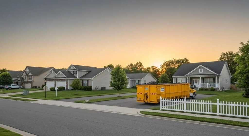 Residential dumpster rental options in a suburban setting